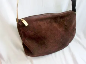 APOSTROPHE Suede indie hobo satchel shoulder bag purse BROWN ESPRESSO Leather Crossbody