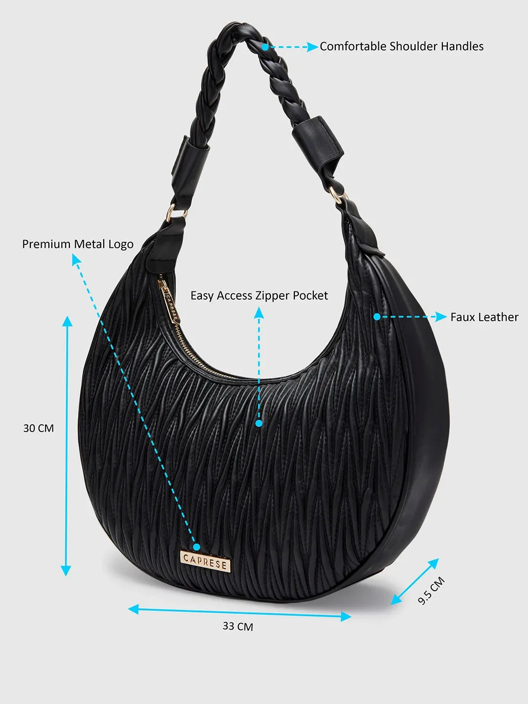 Caprese Mareeya Hobo Medium Black