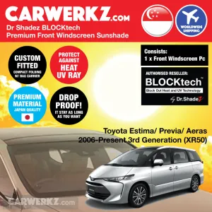 Dr Shadez BLOCKtech Premium Front Windscreen Foldable Sunshade for Toyota Estima Previa Aeras 2006-Current 3rd Generation (XR50)