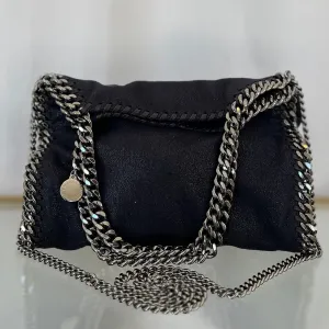 STELLA MCCARTNEY Dark Blue Mini Falabella Metallic Chain Tote Bag